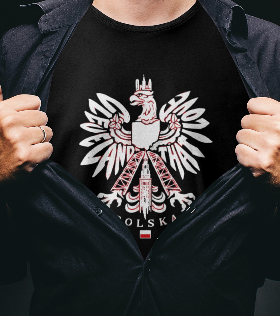 Cleveland Polska Eagle Emblem With Polish Flag And Tower T-Shirt