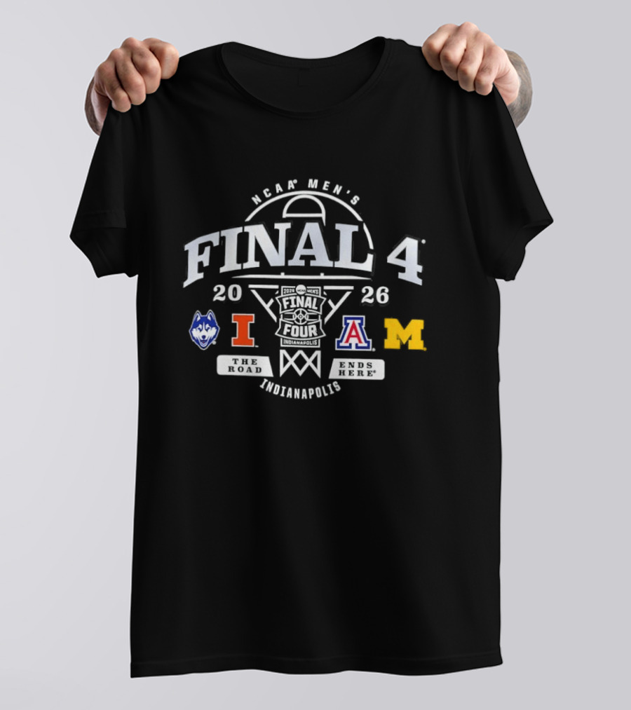 NCAA Men's Final 4 Indianapolis 2026 UConn Illinois Arizona Michigan T-Shirt