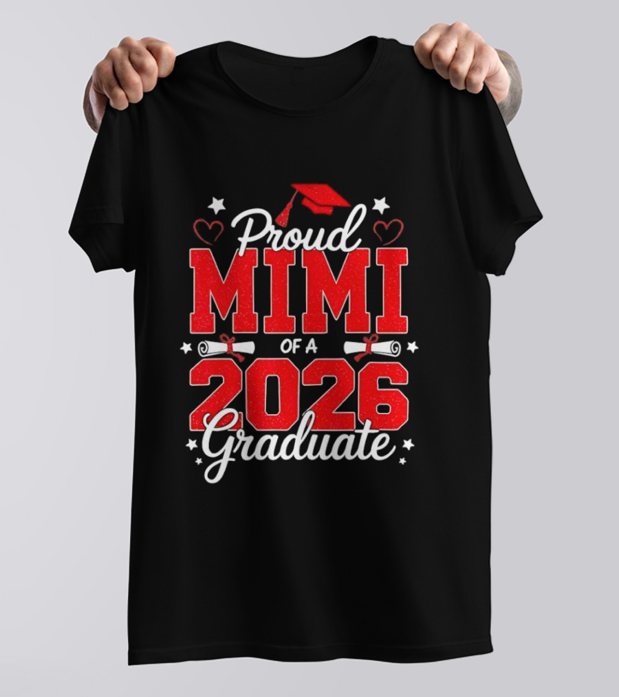 Proud Mimi Of A 2026 Graduate Senior Graduation Cap And Scrolls T-Shirt