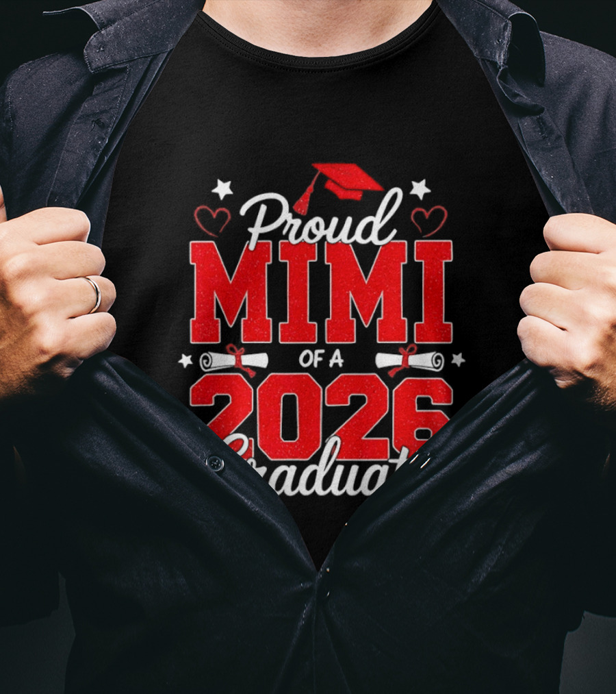 Proud Mimi Of A 2026 Graduate Senior Graduation Cap And Scrolls T-Shirt
