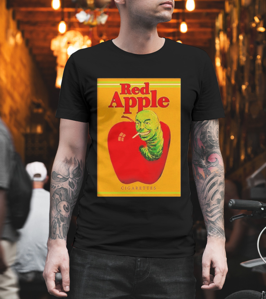 Red Apple Cigarettes Worm Character On Apple T-Shirt