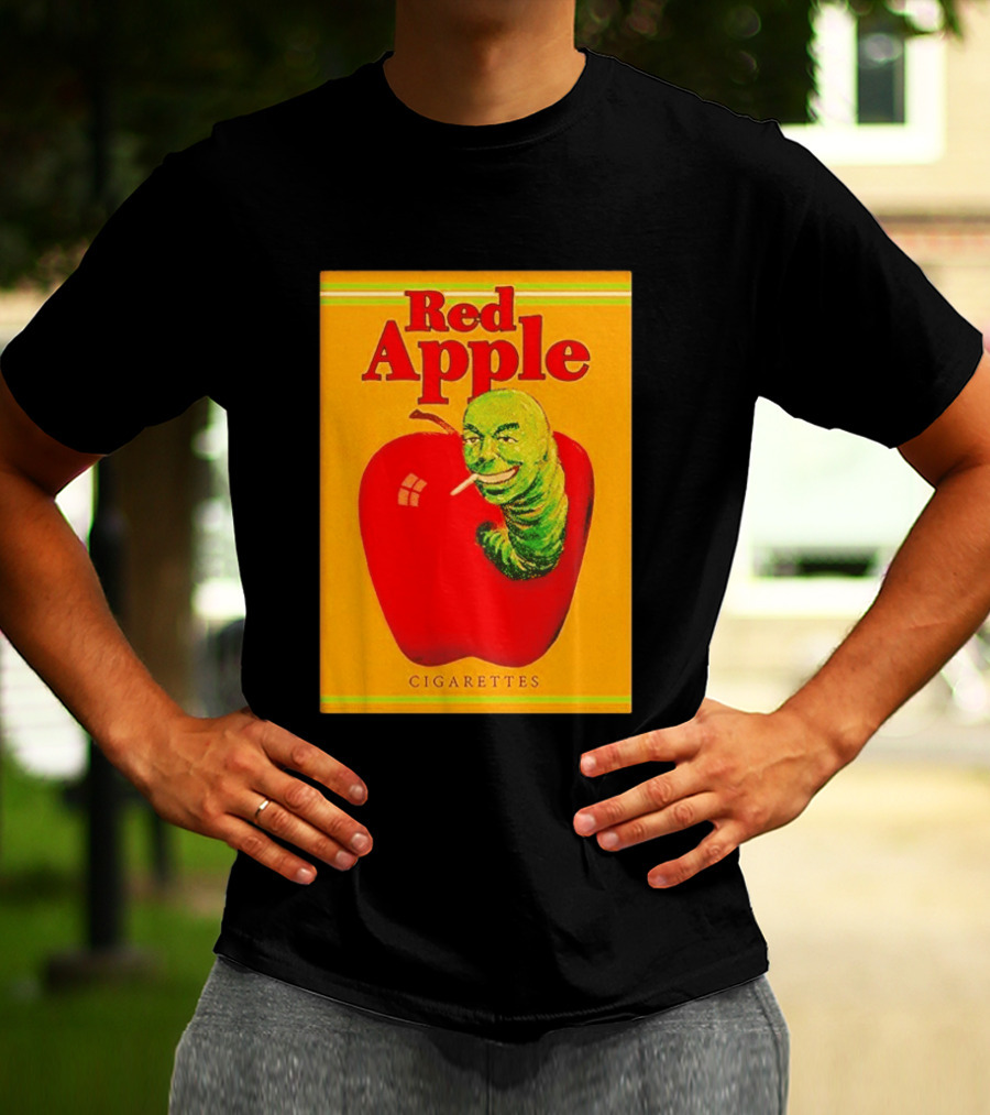 Red Apple Cigarettes Worm Character On Apple T-Shirt