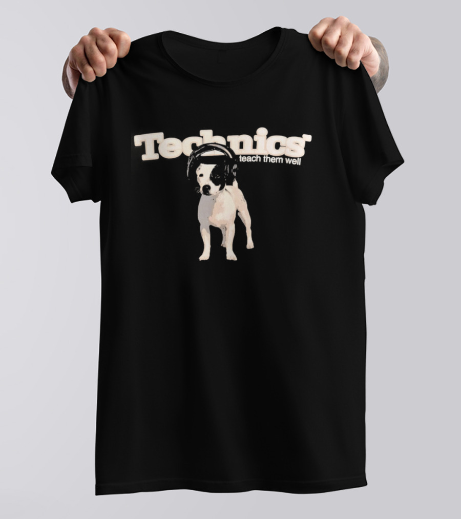 Technics Teach Them Well Puppy With Headphones T-Shirt