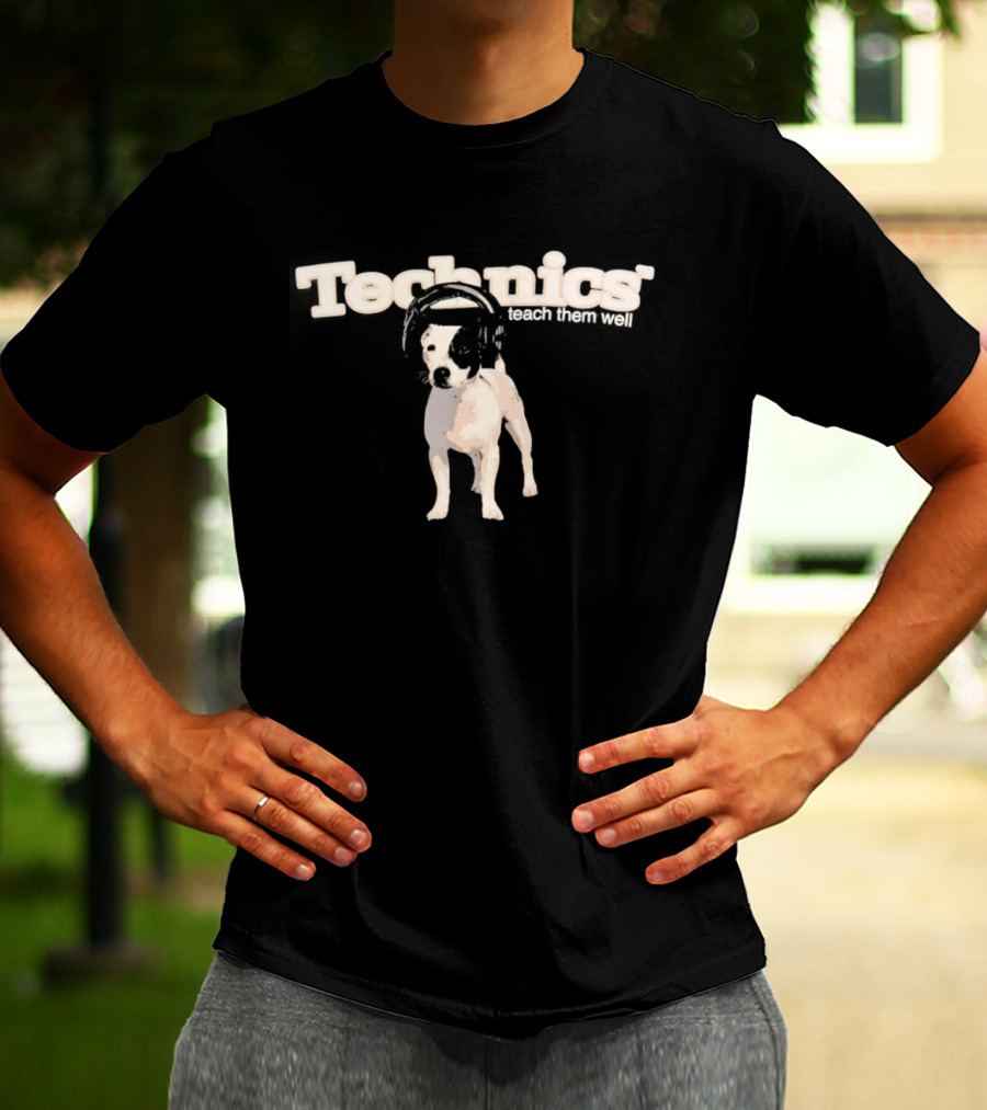 Technics Teach Them Well Puppy With Headphones T-Shirt