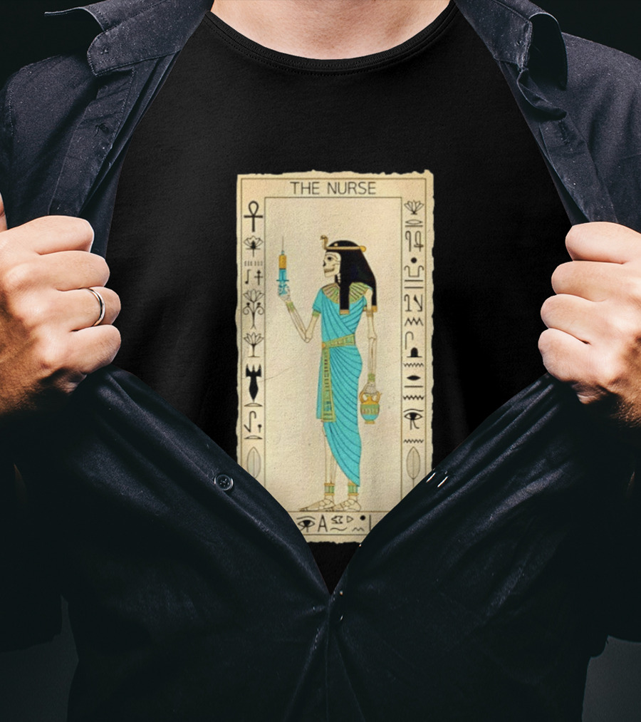 The Nurse Egyptian Skeleton Tarot Card Medical Goth T-Shirt