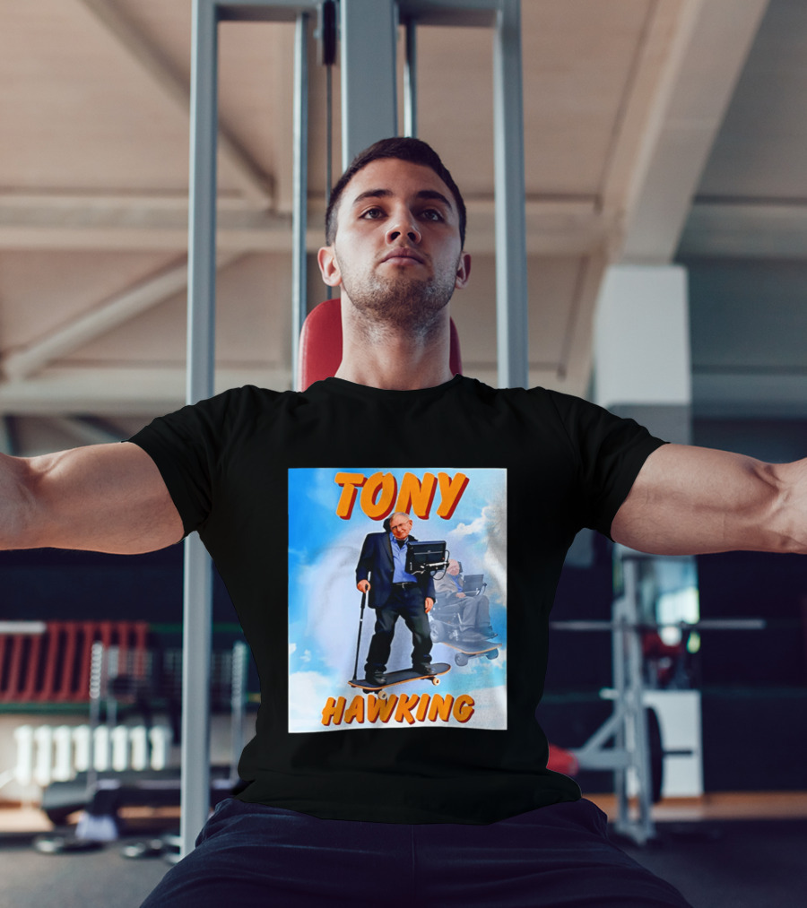 Tony Hawking Skateboard Fusion Surreal Humor T-Shirt
