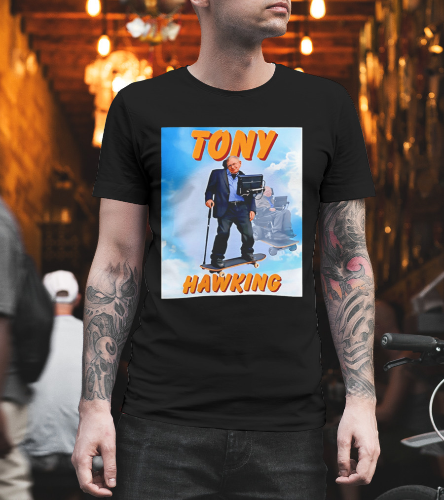 Tony Hawking Skateboard Fusion Surreal Humor T-Shirt