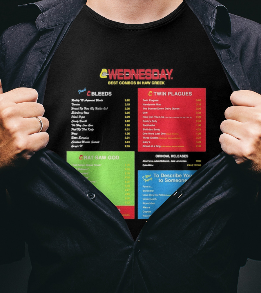Wednesday Best Combos In Haw Creek Twin Plagues Rat Saw God Release T-Shirt