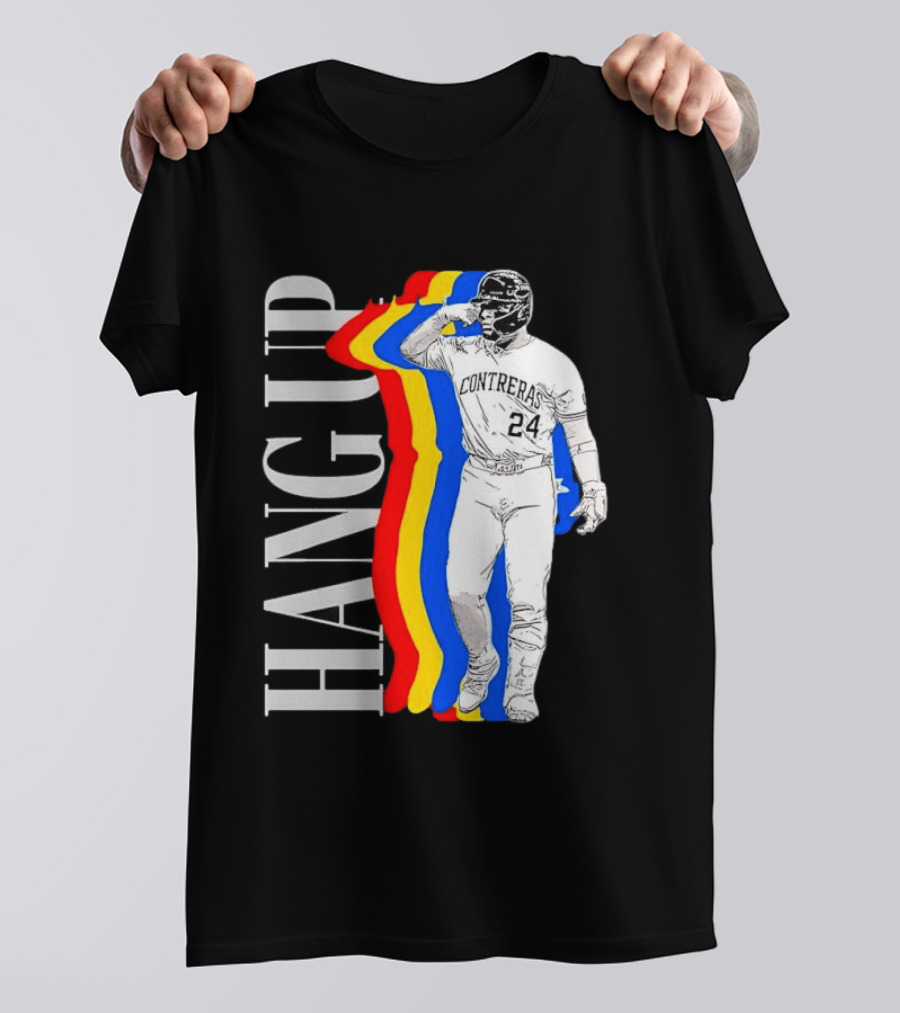 Willson Contreras 24 Hang Up Baseball Art With Colorful Stripes T-Shirt