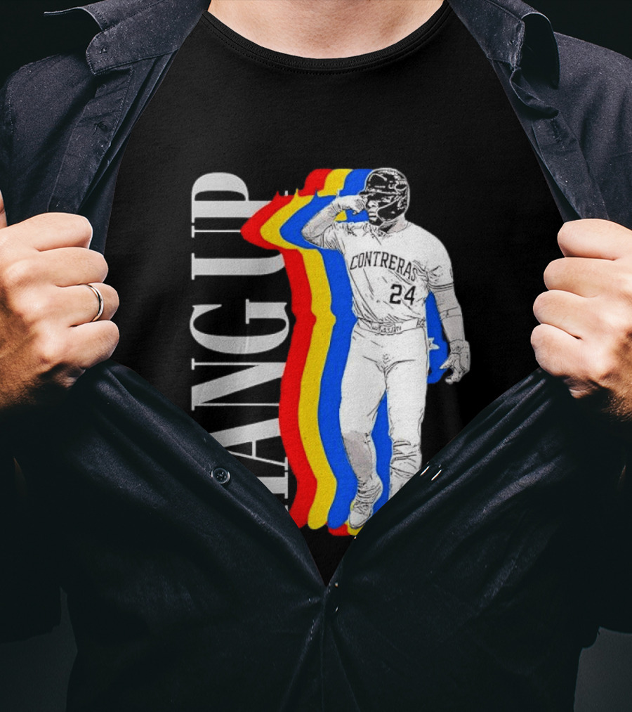 Willson Contreras 24 Hang Up Baseball Art With Colorful Stripes T-Shirt