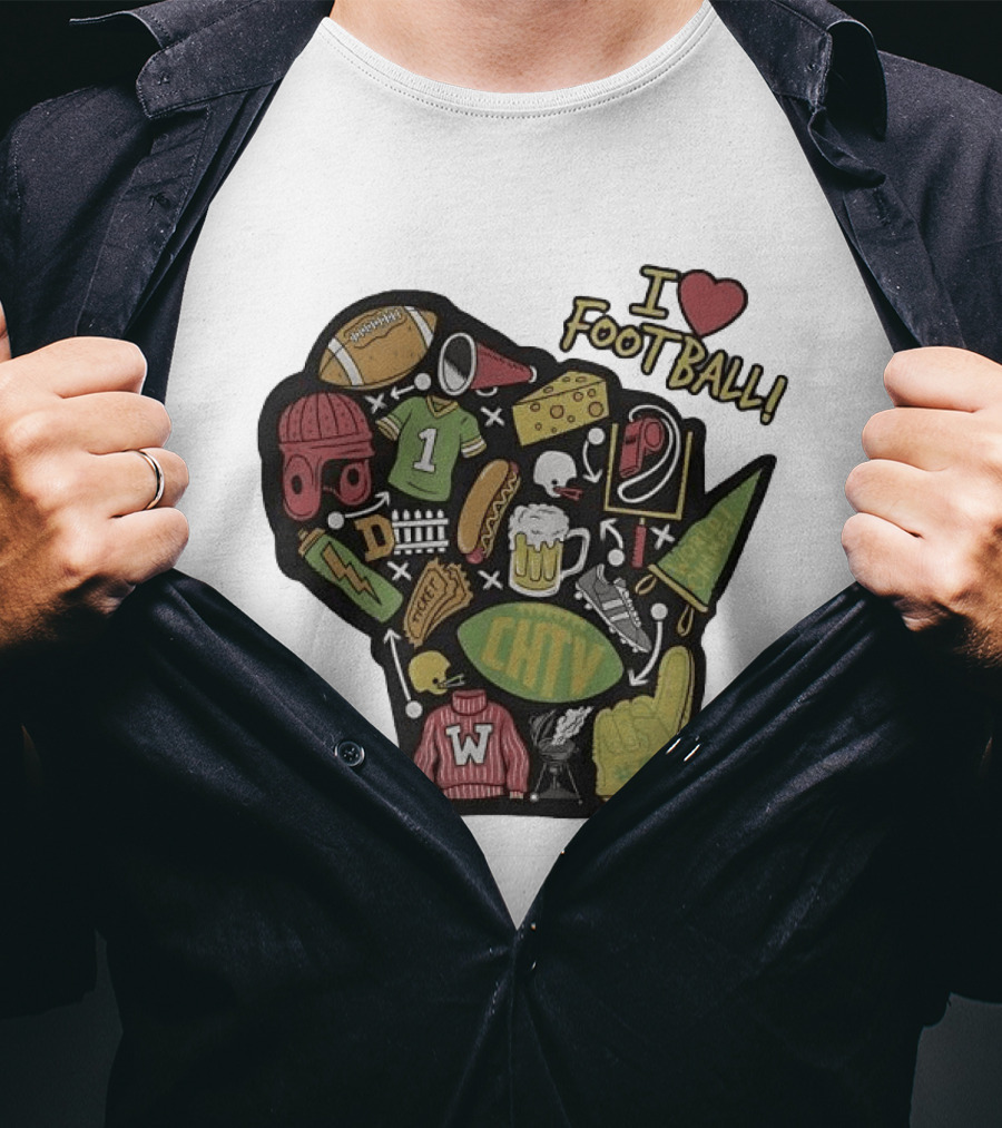 I Love Football Wisconsin Football T-Shirt