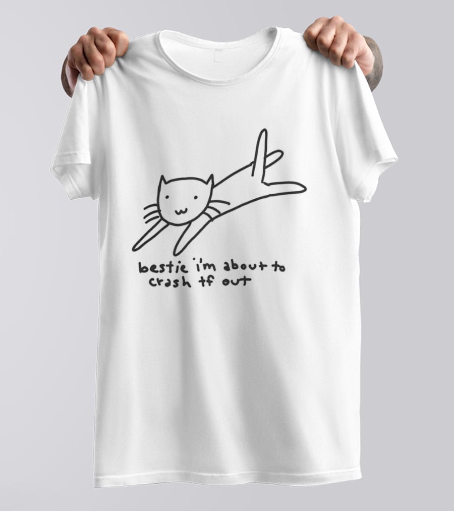 Bestie I'm About To Crash Out Cat Drawing T-Shirt