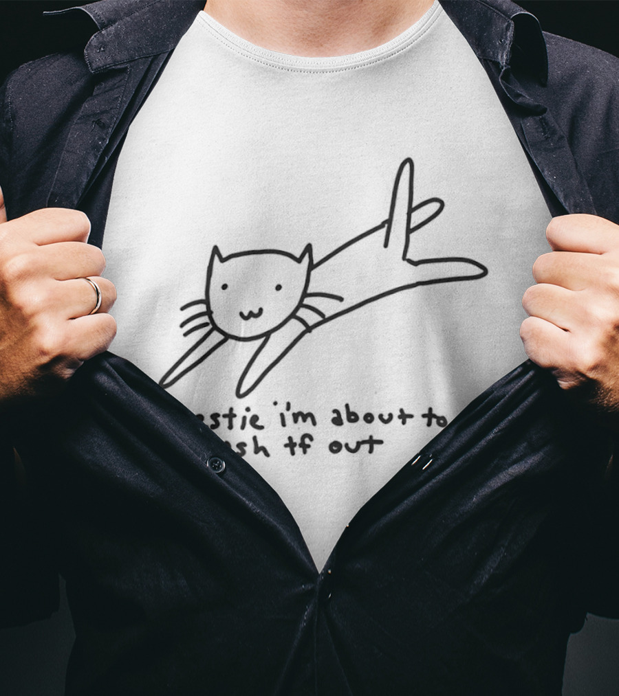 Bestie I'm About To Crash Out Cat Drawing T-Shirt
