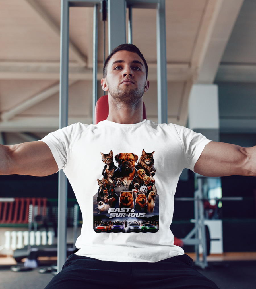 Fast & Fur Ious Dogs And Cats Mashup With Cars T-Shirt