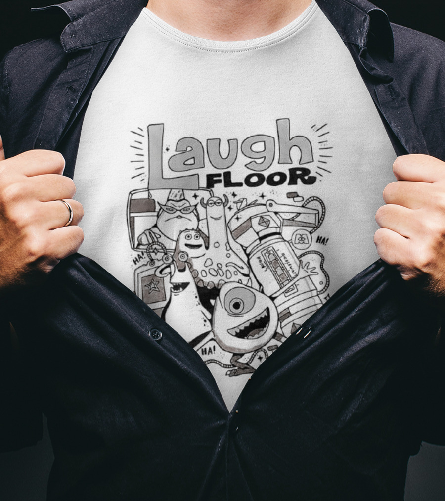 Monsters Inc Laugh Floor Doodle Mike Sulley Pixar Animation Characters T-Shirt