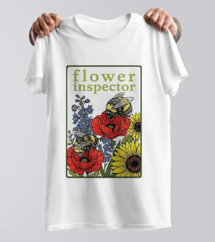 Flower Inspector Bees On Poppy Sunflower Bluebell Blossom T-Shirt