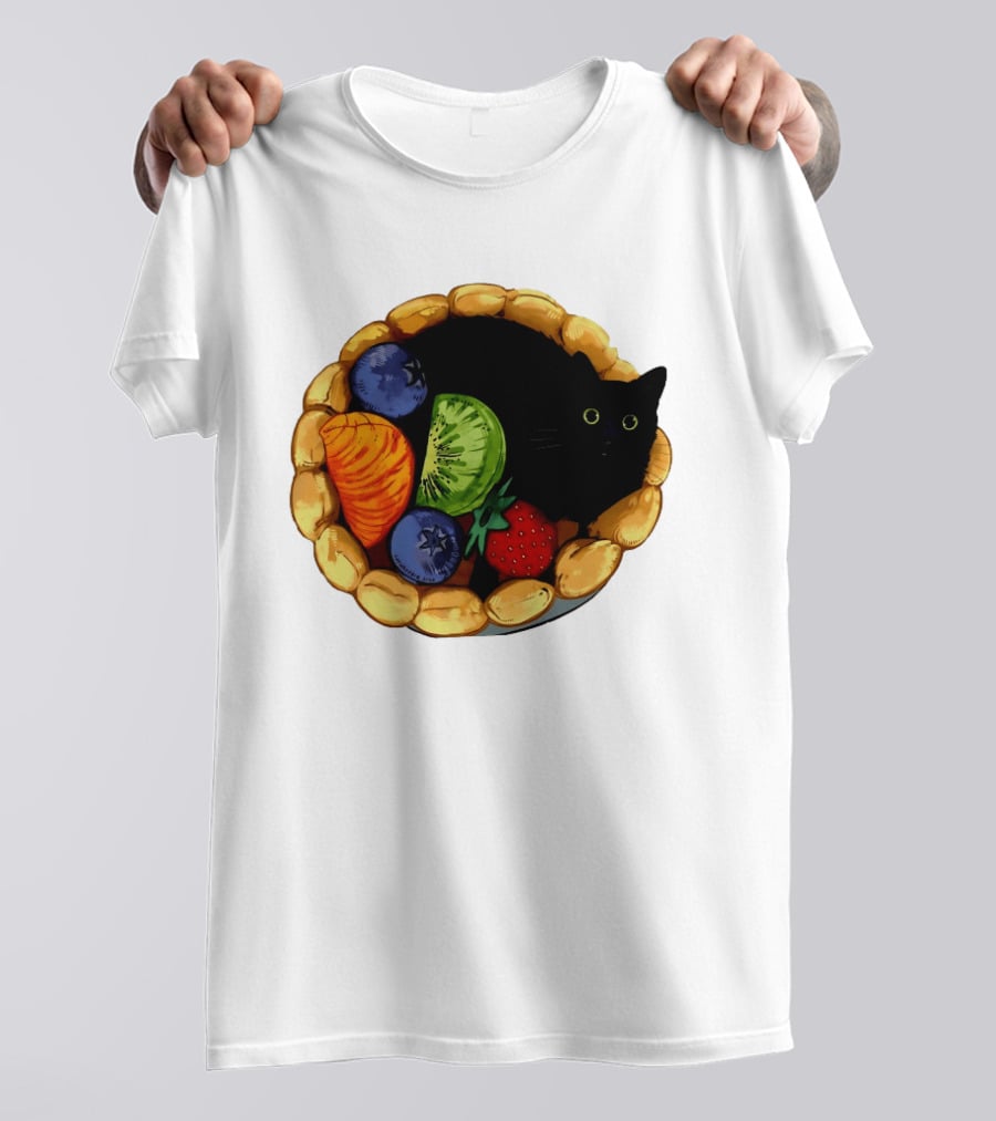 Black Cat Surrounded By Mixed Fruit Tart T-Shirt