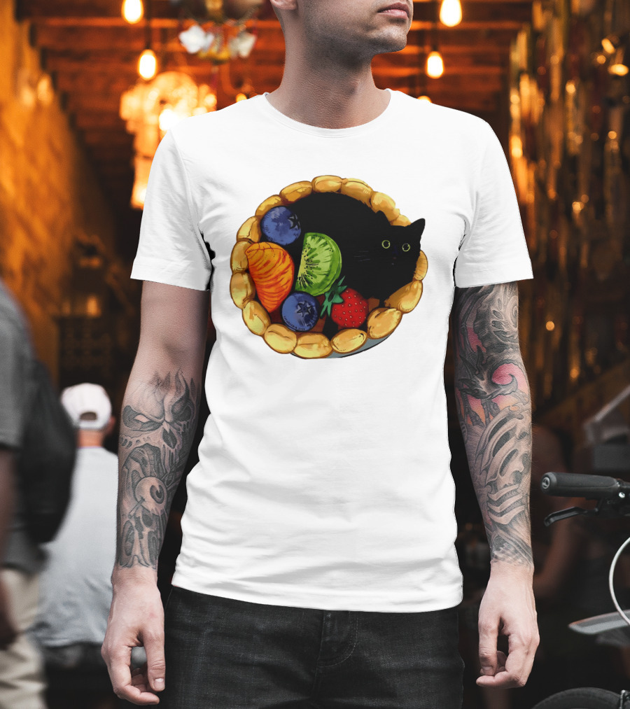 Black Cat Surrounded By Mixed Fruit Tart T-Shirt