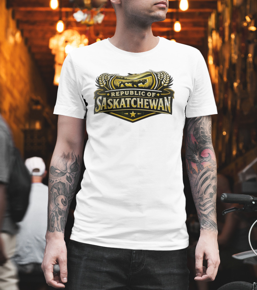 Republic Of Saskatchewan Wheat And Lion T-Shirt