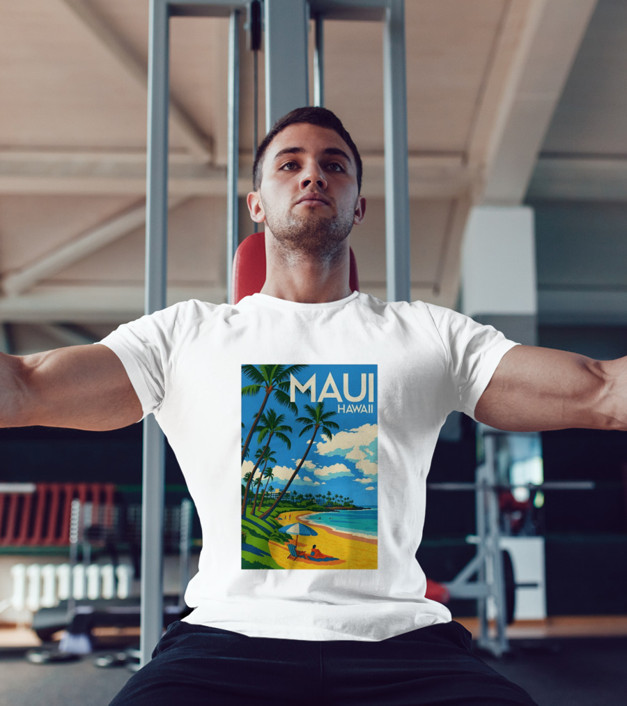 Maui Hawaii Palm Trees Beach Scene T-Shirt
