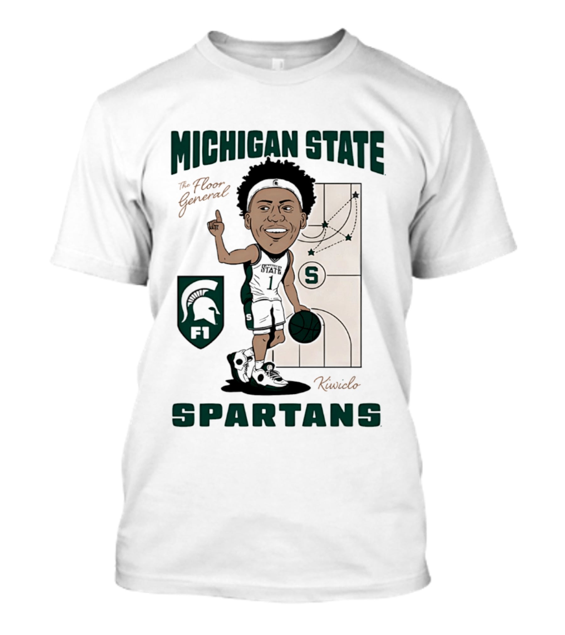 Michigan State Spartans Jeremy Fears Jr The Floor General Caricature T-Shirt