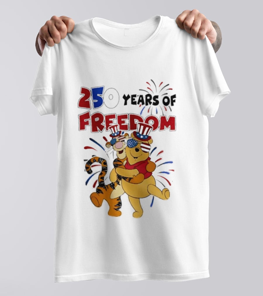 250 Years Of Freedom Winnie The Pooh And Tiger Celebration T-Shirt
