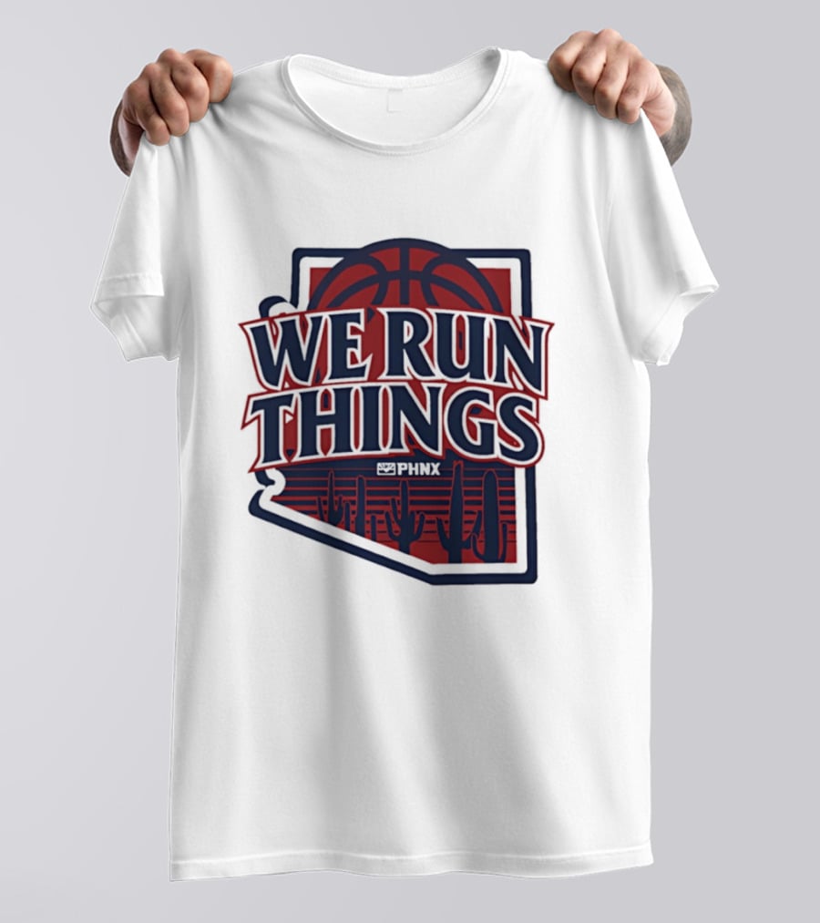 PHNX We Run Things Cactus Basketball Desert Scene T-Shirt