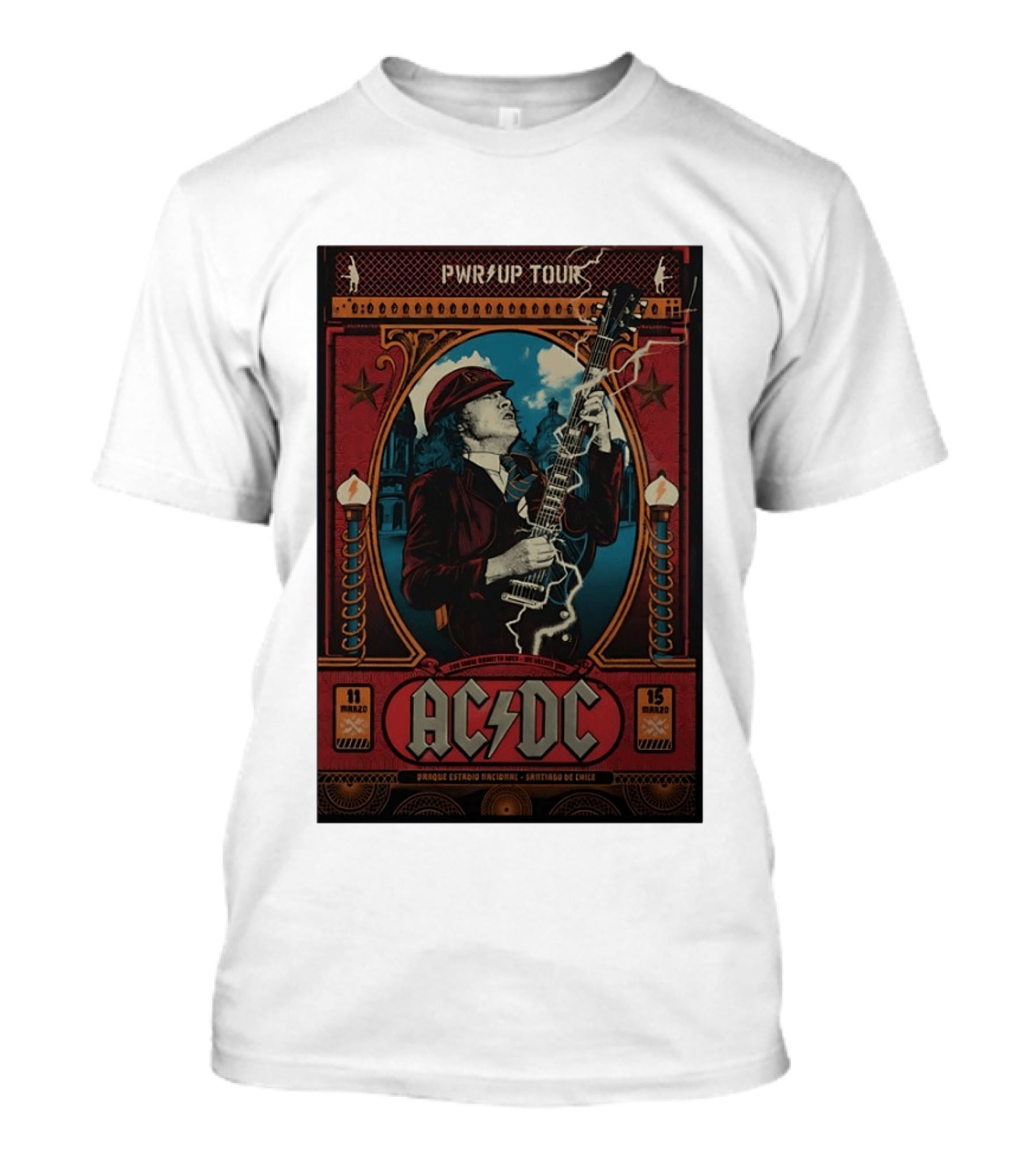 AC DC PWR/UP Tour Parque Deportivo Estadio Nacional Santiago Chile March 11 And 15 2026 T-Shirt