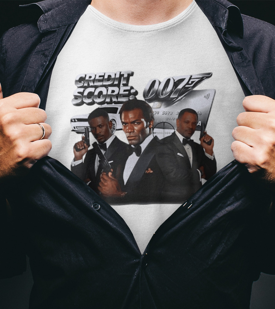 CREDIT SCORE 007 James Bond Style With Agents And Luxury Car T-Shirt