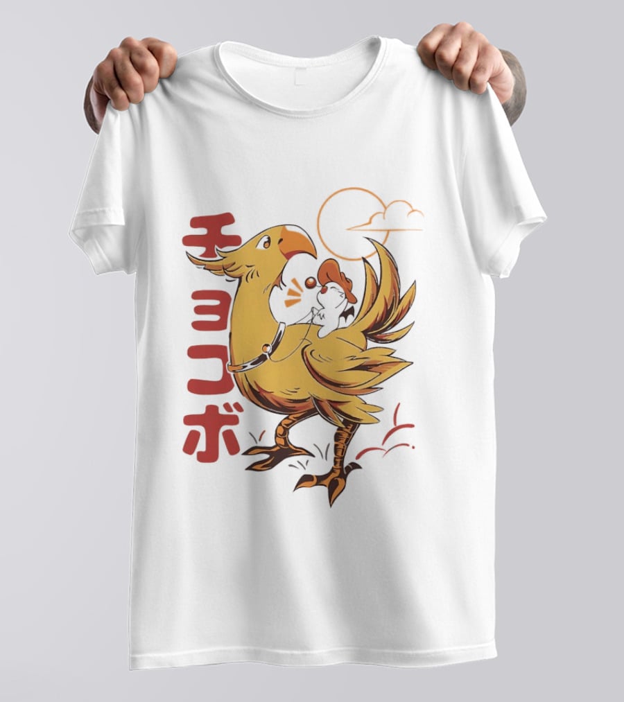 Kaweehaw Cowboy Moogle Riding Chocobo Retro Style Japanese T-Shirt