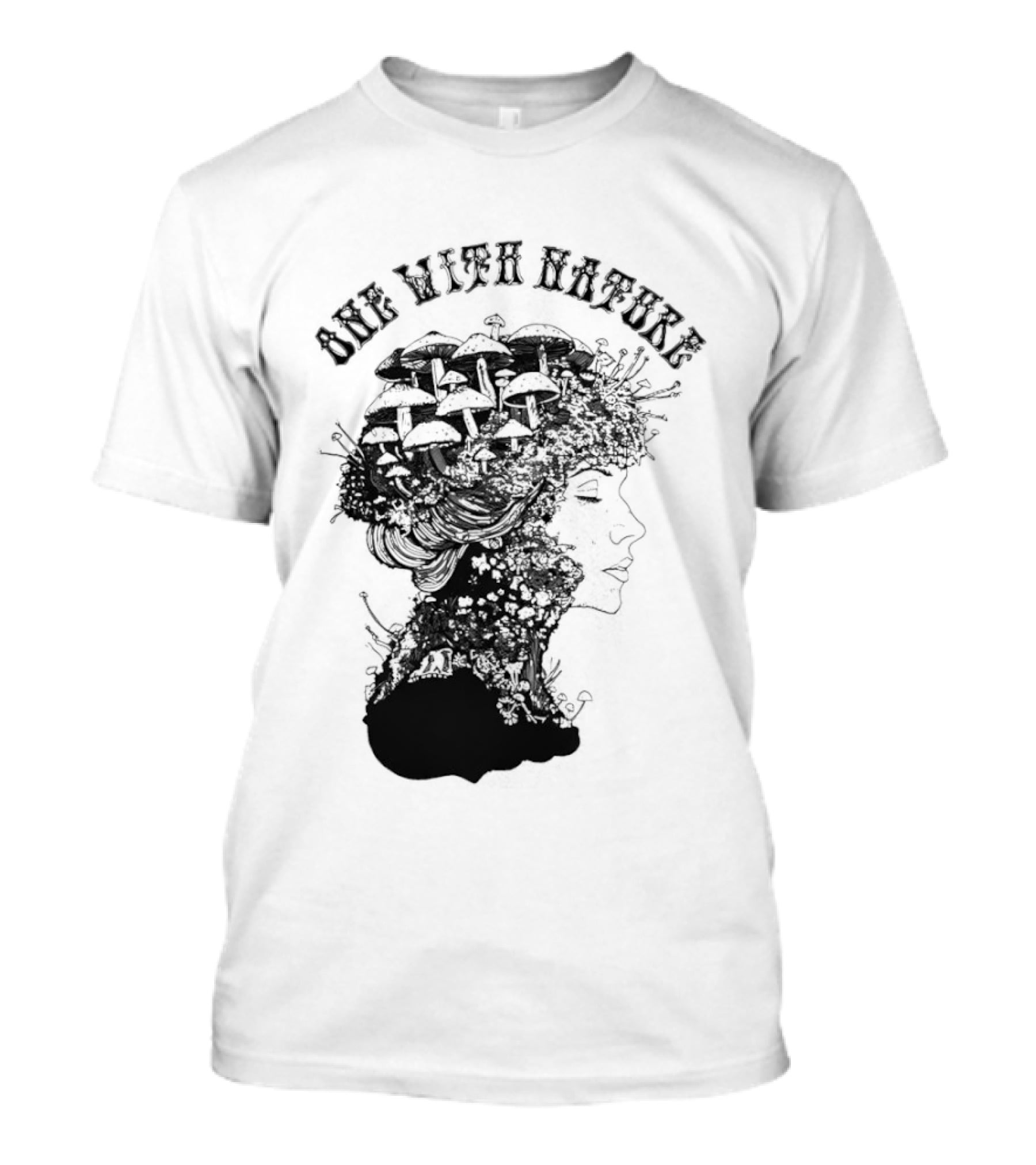 One With Nature Women Mushroom Psychedelic Fungi T-Shirt