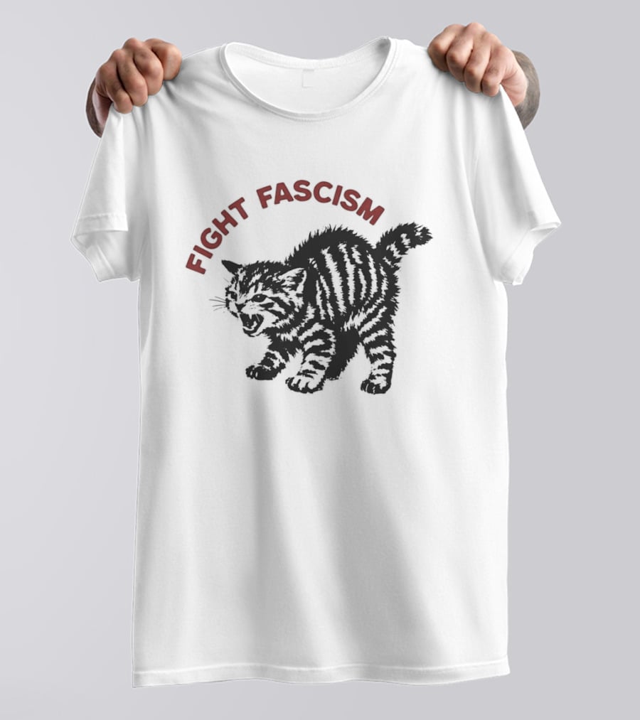 Fight Fascism Grumpy Cat Puffed Up T-Shirt