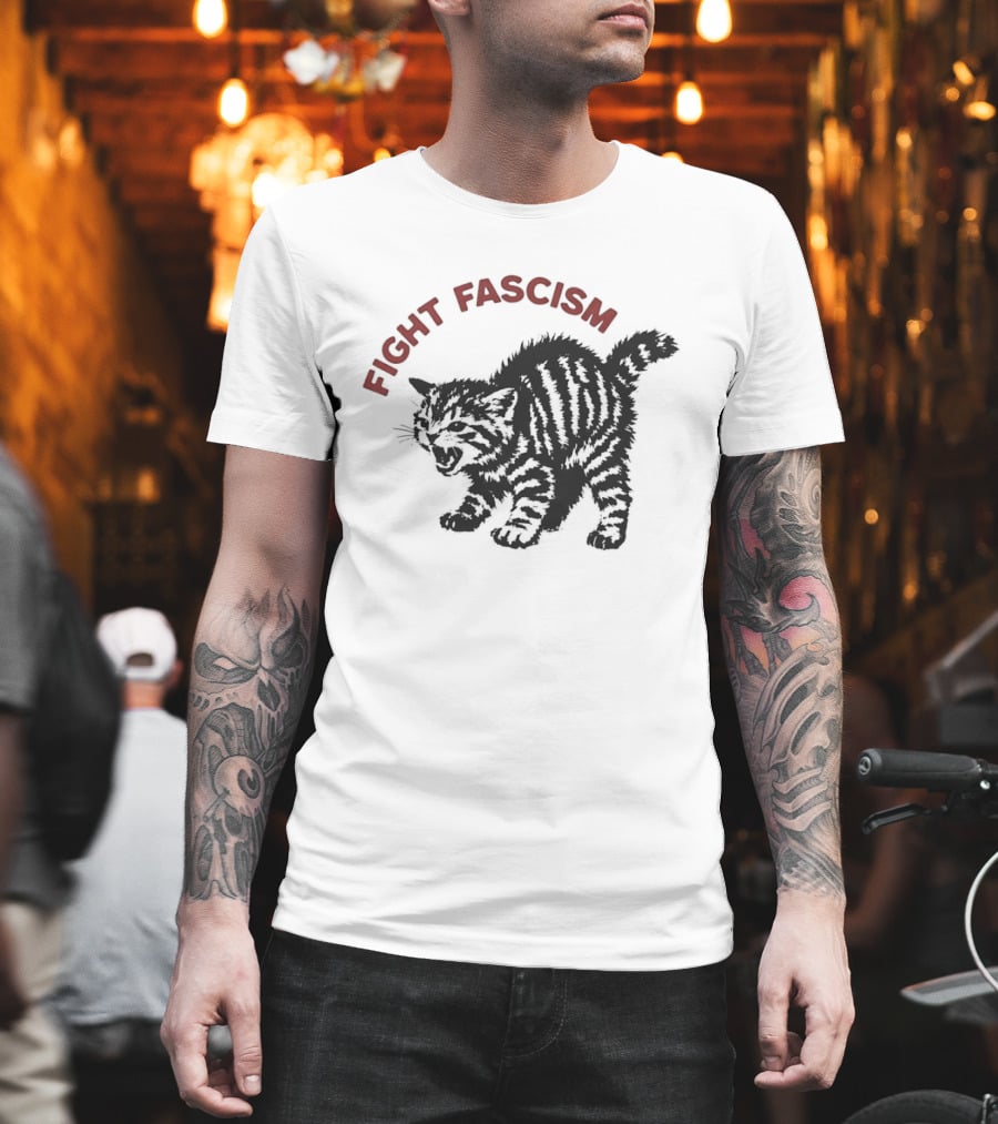 Fight Fascism Grumpy Cat Puffed Up T-Shirt