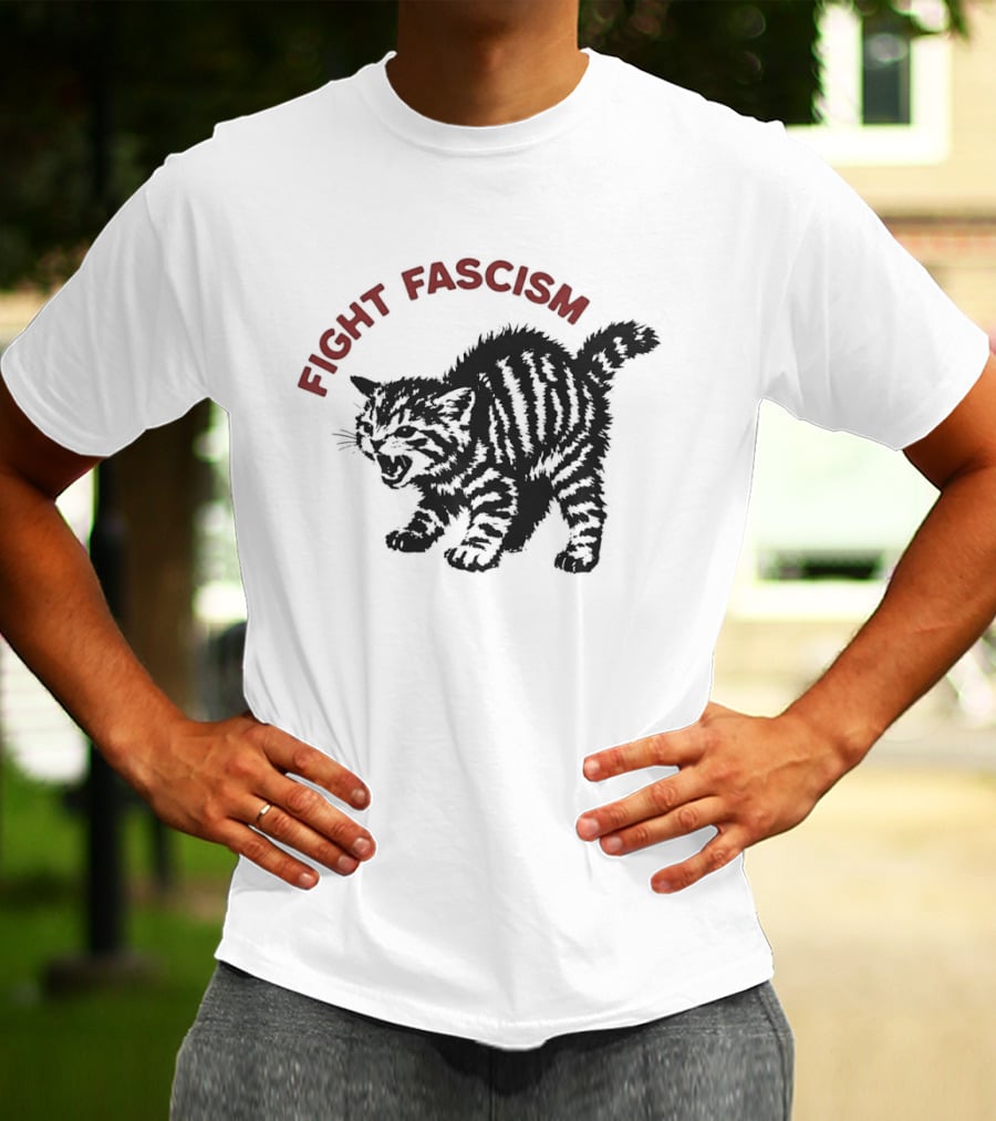 Fight Fascism Grumpy Cat Puffed Up T-Shirt