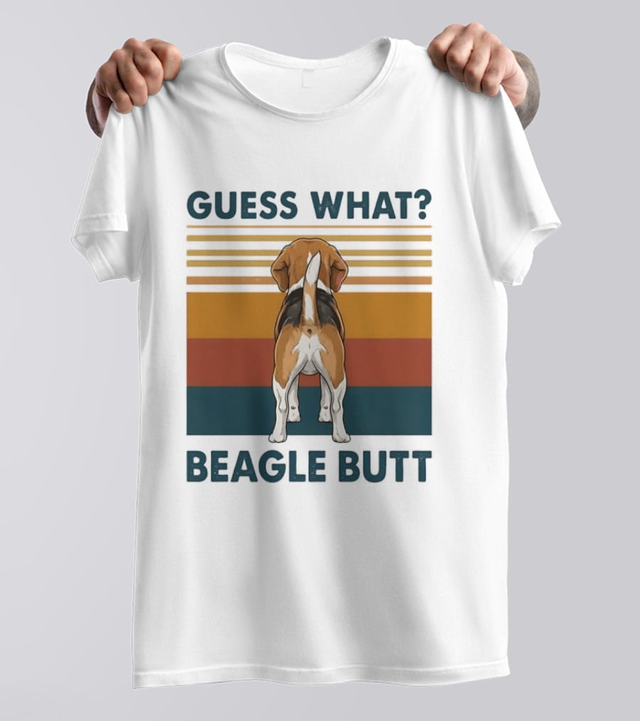 Guess What Beagle Butt Retro Stripes T-Shirt