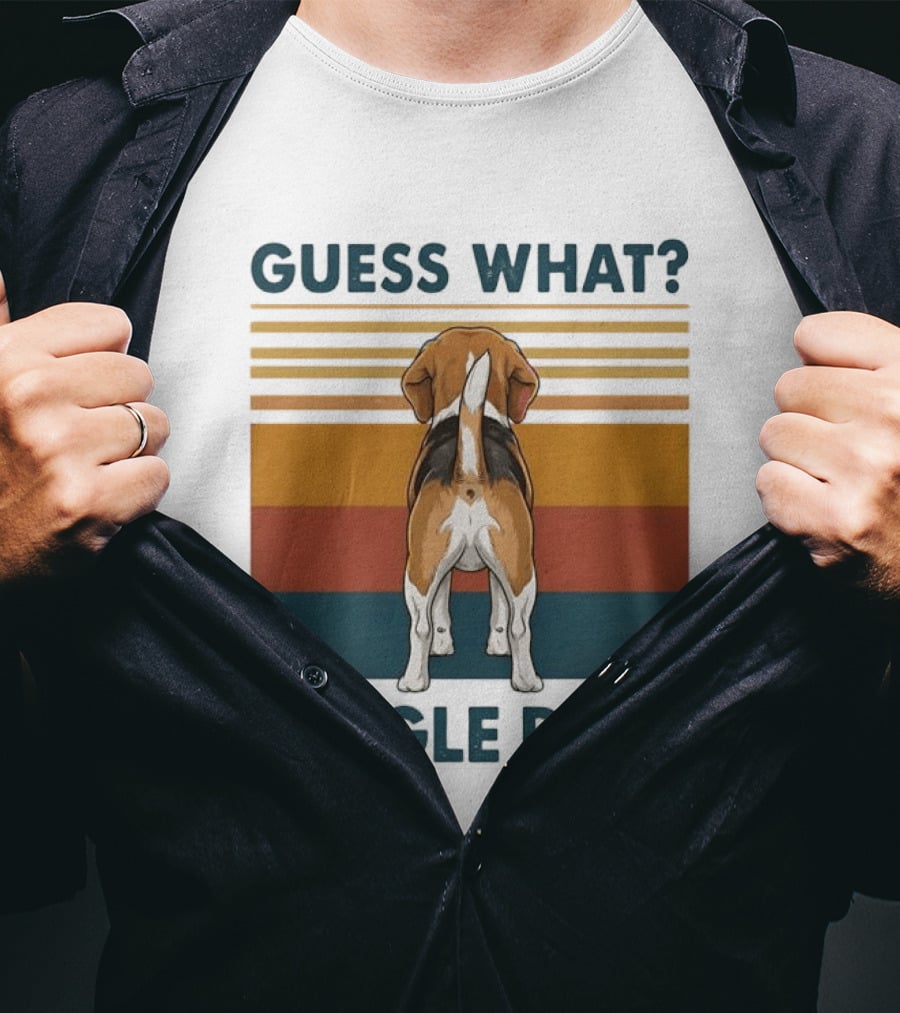 Guess What Beagle Butt Retro Stripes T-Shirt