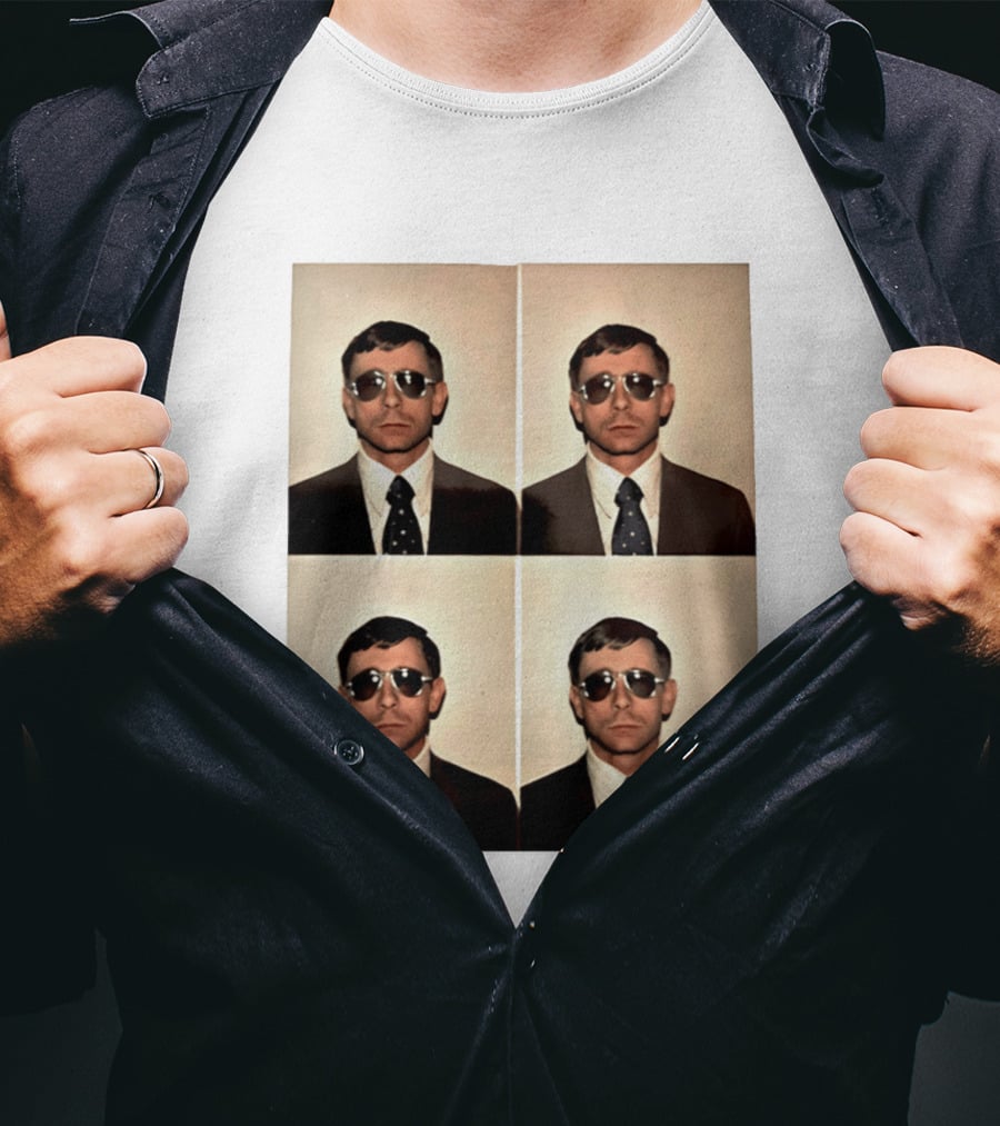 SGM Mike Vining Blasting Through Iconic Sunglasses Suit Portrait Quad T-Shirt