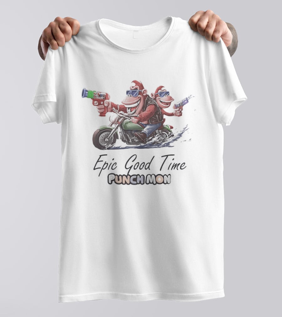 Epic Good Time Punch Mon Motorcycle Monkeys Fun Adventure T-Shirt