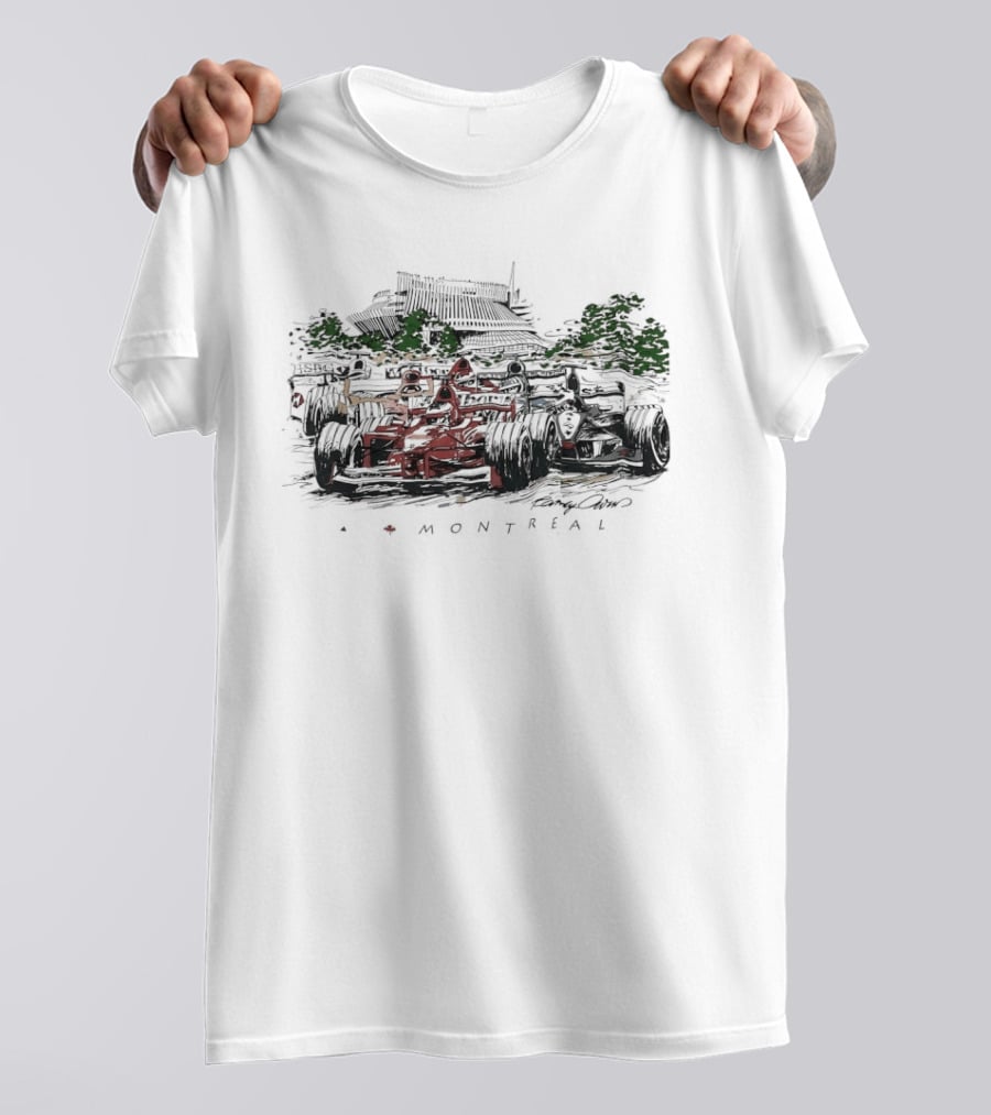 Montreal Grand Prix F1 Racing Car Scene With Track And Trees T-Shirt