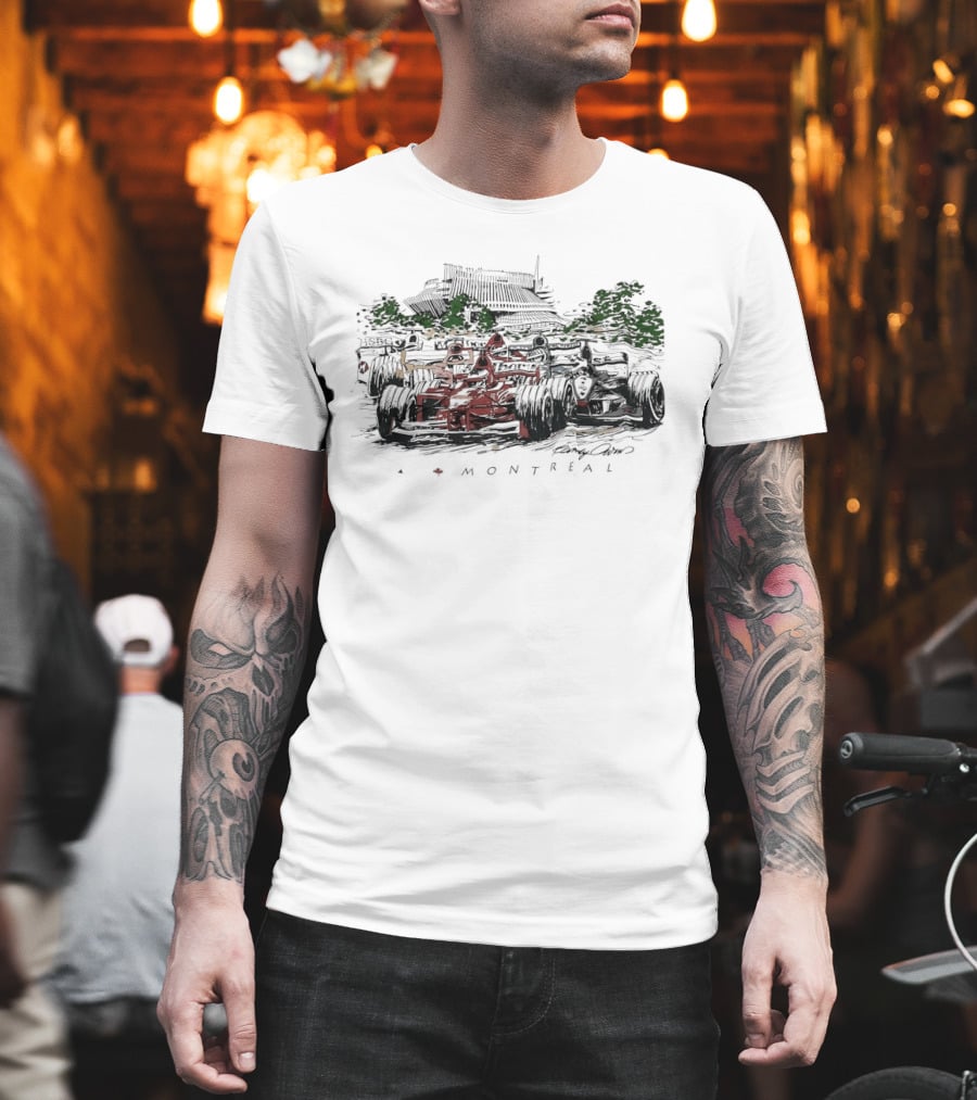 Montreal Grand Prix F1 Racing Car Scene With Track And Trees T-Shirt