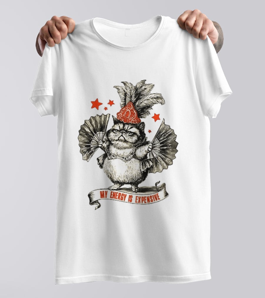 My Energy Is Expensive Showgirl Cat Oliva With Fans And Stars T-Shirt