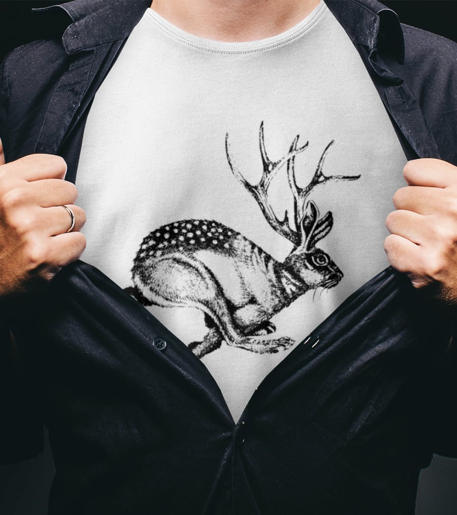 Rabbit Deer Hybrid Monster UFO Alien Hiking Camping Cryptid Jackalope Legend T-Shirt