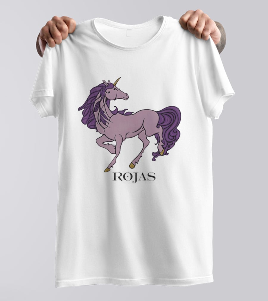Rojas Pink Unicorn With Purple Mane T-Shirt