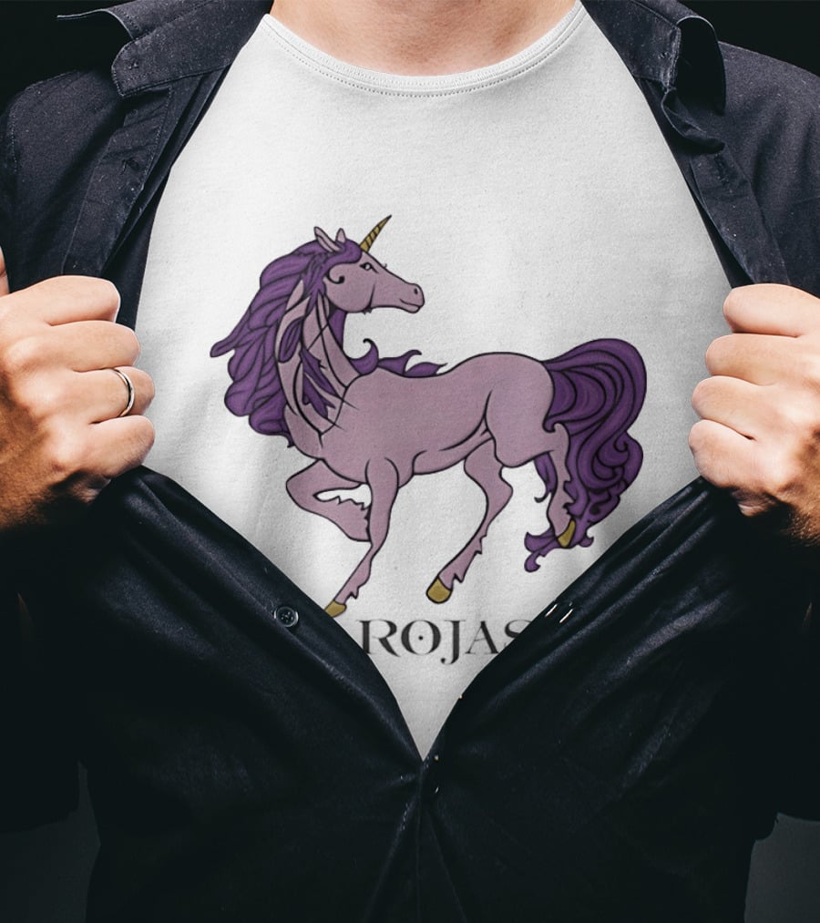 Rojas Pink Unicorn With Purple Mane T-Shirt