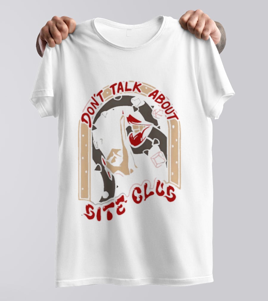 Don't Talk About Bite Club Sealed Lips Finger Gesture T-Shirt