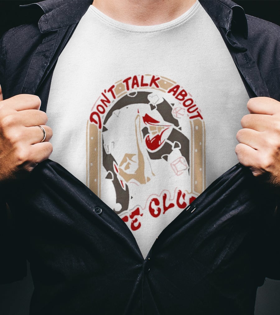 Don't Talk About Bite Club Sealed Lips Finger Gesture T-Shirt