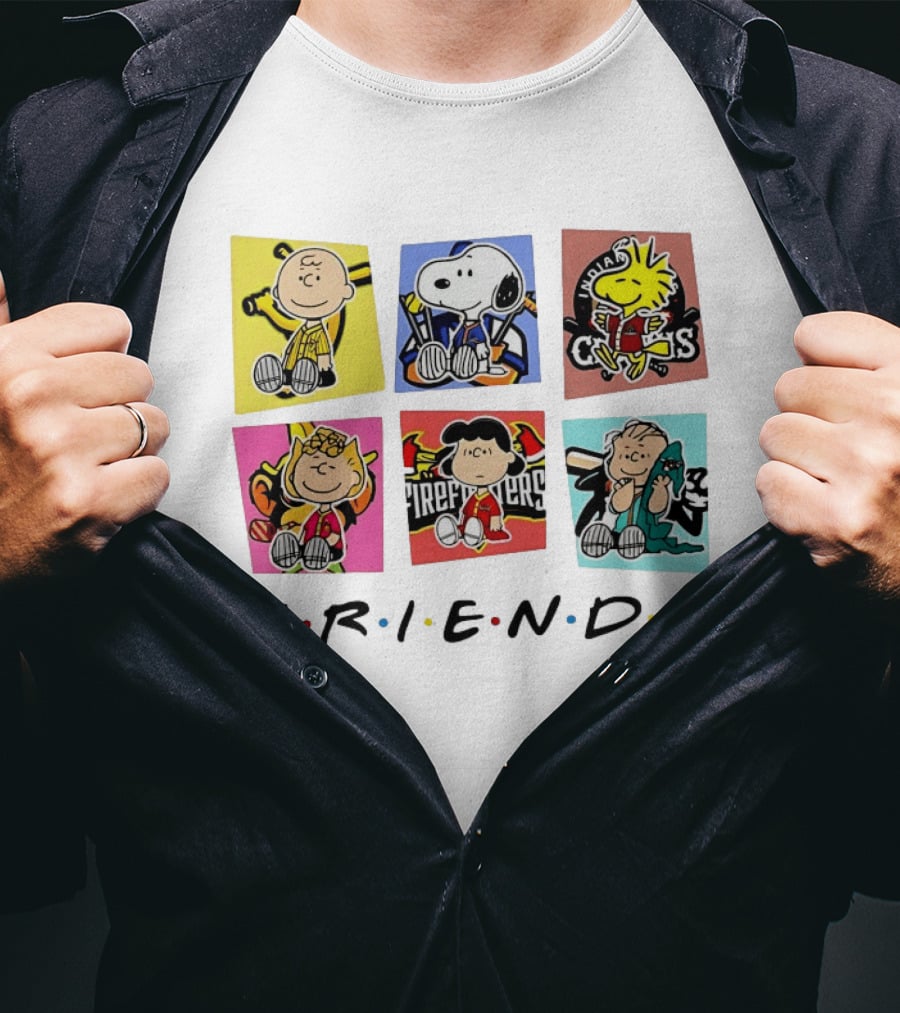 FRIENDS Peanuts Characters Indianapolis Colts, Firefighters, And Snoopy T-Shirt