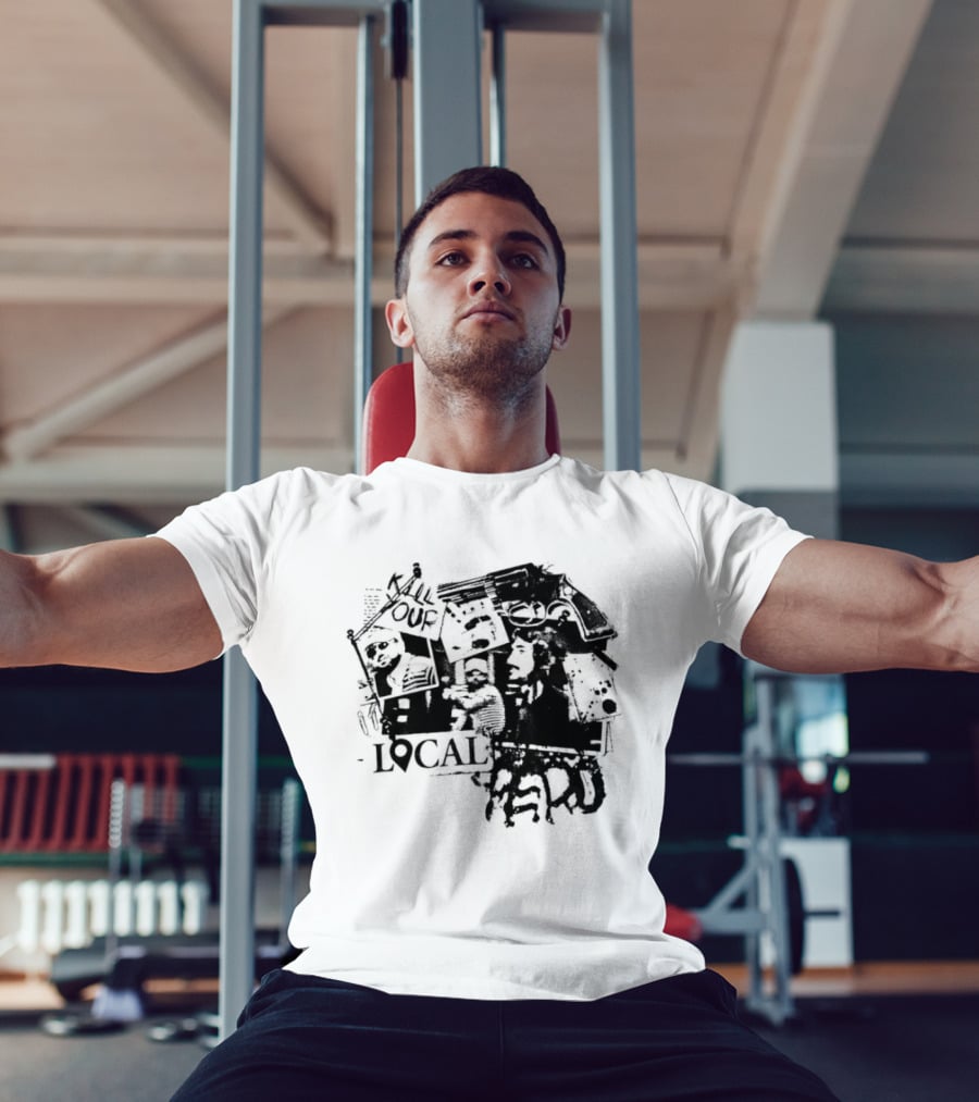 Kill Your Local Hero Revolver Collage Text Faces T-Shirt