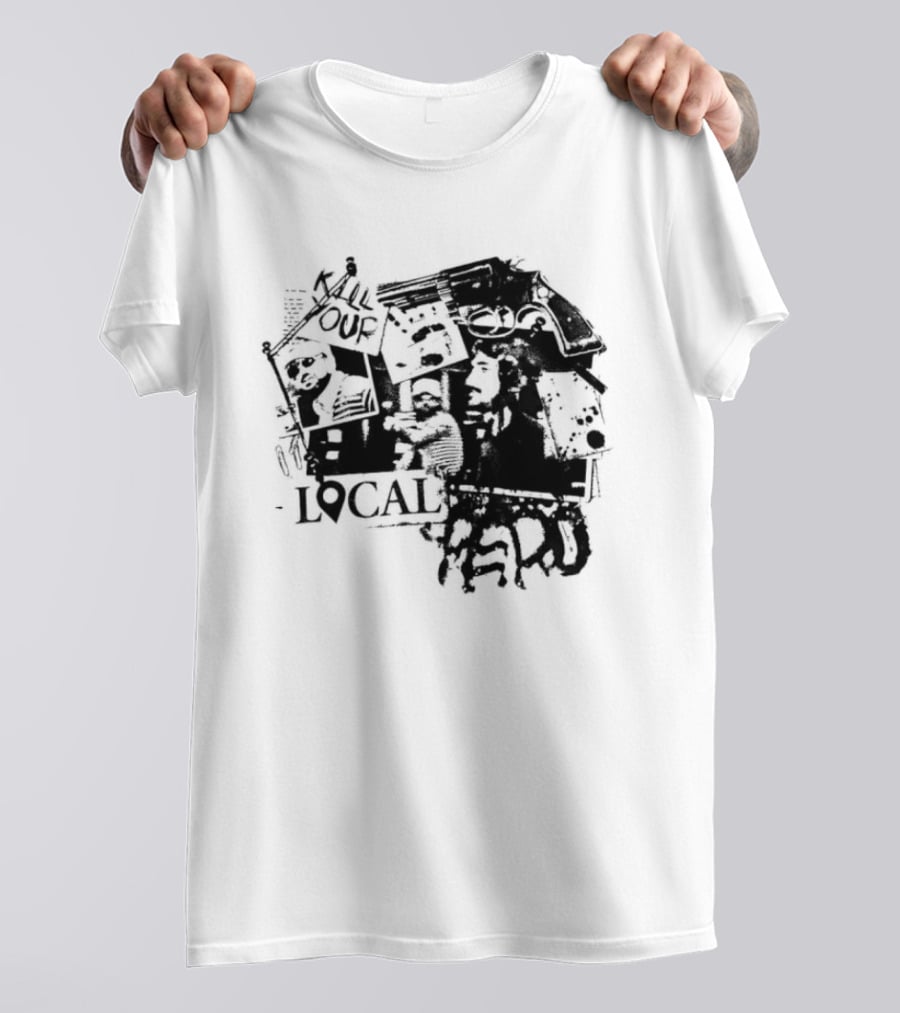 Kill Your Local Hero Revolver Collage Text Faces T-Shirt