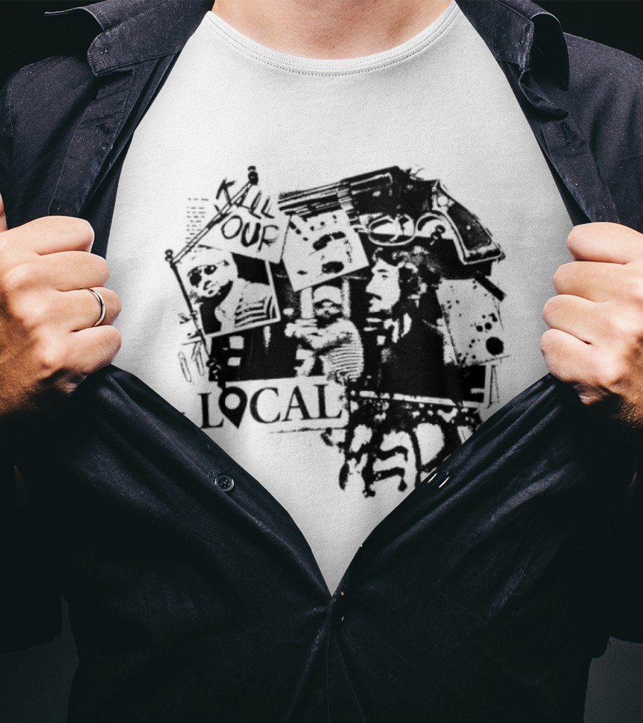 Kill Your Local Hero Revolver Collage Text Faces T-Shirt